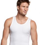 Comfortable enough to wear every day, this slimming compression tank from Calvin Klein visibly flattens your midsection for a sleek silhouette.