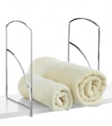 Top shelf! Add even more structure to the way you organize your space with this set of four tall dividers, which make it easy to stack sweaters, towels, linens and more in an orderly fashion. The chrome-finished steel designs securely lock over any solid shelf.