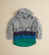 This rockin' hoodie spells it out in plain English, adding a splash of tie dye to finish the look.