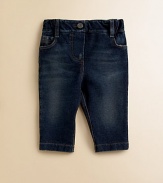 A classic pair of five-pocket jeans with slight whiskering and fading in a straight-leg silhouette.Front button closureAdjustable waistband with belt loopsZip flyFive-pocket style95% cotton/5% spandexMachine washMade in Italy