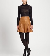 Unbelievably soft, thanks to its lamb leather fabrication, this flared skirt is a chic update of a fashion classic.Waist dartsPleated hemBack zipperFully linedAbout 18 longLamb leatherDry clean by leather specialistImported of Italian fabricModel shown is 5'10½ (179cm) wearing US size 4. 