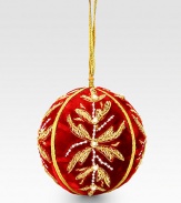 EXCLUSIVELY AT SAKS.COM. A beautiful handcrafted velvet ornament with elaborate beading, from the renowned designer Sudha Pennathur. HandcraftedMetallic woven loopVelvet base with beads and faux pearls4 diam.Imported