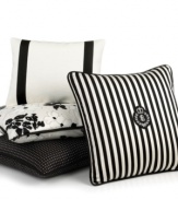 Coordinate your Port Palace bedding collection with this decorative pillow from Lauren by Ralph Lauren, featuring a chic black and white floral print. Finished with grosgrain ribbon binding. Hidden zipper closure.