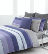 Bold, luminous stripes in shades of purple and blue bring to mind the beauty of midnight skies in Lacoste's Sirius duvet cover set. Featuring brushed cotton twill. Reverses to self; hidden button closure.