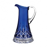 This Waterford Crystal pitcher updates the dazzling crosshatch Lismore pattern in regal cobalt and clear crystal.