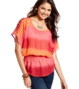 Warm ombre stripes plus a comfy, blouson fit make this American Rag top the prettiest choice for laid back days.