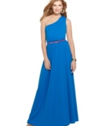 Get haute on warm days in this belted, one-shoulder maxi dress that draws beauty out of simplicity. From Fire.