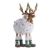The only spectacle-wearing member of the Dash Away Reindeer collection by Patience Brewster, Blitzen is always prepared for the North Pole in his fluffy winter boots, coat and hat, with tiny evergreens on his antlers.