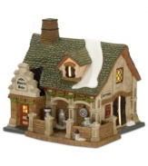 Part of the Devon County series in the Dickens' Village collection, the Devonhire Creamery makes rich cream and butter for the community in preparation for the holiday season. Crafted of hand-painted porcelain.
