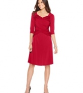 Create an alluring look for day or night with this B-Slim dress from Elementz! A control top smooths and hugs your curves, while crisscross ruching at the bust lends a stylish touch.