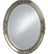 Feel like royalty in the presence of the Queen Ann oval mirror. Elegant flourishes and inner beading dressed in glistening silver leaf grace an antique-inspired frame.
