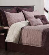 Rich shades of purple commingle with sumptuous texture in this Perry comforter set, featuring a quilted hexagonal pattern and solid accents for an overall classic appeal. Comes complete with everything you need to renew your room in coordinating style.