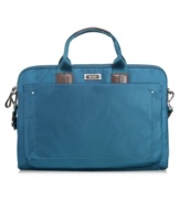 Tech it out! Step out in style & pack fun, personality & lightweight convenience into your every errand. Featuring interior media & accessory pockets, along with a protected laptop area, this bag is a dependable pick for meetings, errands and getting around town with all of your essentials. 5-year warranty.