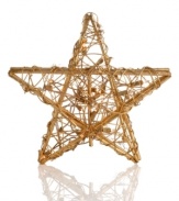 A shining star, this unique tree topper from Kurt Adler combines the natural beauty of rattan with the soft glow of Christmas lights.