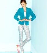 Take the fashion season by storm in Celebrity Pink Jeans' metallic animal-print skinnies!