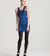 This season's cobalt blue gets a metallic makeover from BCBGMAXAZRIA.