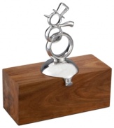 Bring modern polish to classic decorations with the snowman stocking holder. Luxe Nambe metal lends an elegant touch and is solid enough to support the weight of your presents.