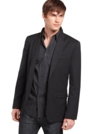 Friday night lights up when you are wearing this blazer from Kenneth Cole Reaction. Friday night lights up when you are wearing this blazer from Kenneth Cole Reaction.