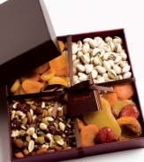 Surprise someone special with this Signature large gift set exclusively from Torn Ranch. This collection features Turkish apricots, berry blossom trail mix, mixed fancy fruit with large ruby red plums, and California pistachios all set in a keepsake gift box.