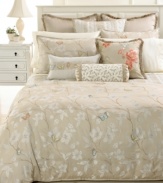 The butterfly effect. Exotic luxury is achieved with this nature-inspired Mariposa duvet cover from Martha Stewart Collection. Multi-colored butterflies make a statement against a muted floral landscape.            Button closure.