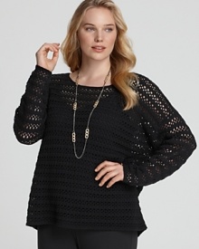 VINCE CAMUTO Plus Size Striped Crochet Sweater
