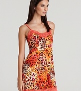 A colorful play on the leopard print trend takes this Josie chemise to the wild side.