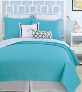 Making waves. Dive into a tranquil turquoise ocean with this sham from Trina Turk, featuring tone-on-tone quilted details for plush texture.