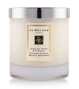 Experience the surprising, sensuous freshness of sweet pears, wrapped in a bouquet of white freesias, on a subtle background of scrambling wild roses an skin-warming amber, pathouli and woods. English Pear & Freesia Home Candle envelops a room and lingers for hours to create an ambience that is fresh and unexpected. Candle burn time is 45 hours. Lid included. 
