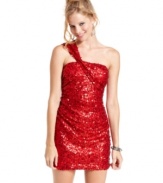 Rock red-hot style in this one-shoulder sequin minidress from Roberta!