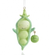 For two peas in a pod, this baby-faced Sweet Pea ornament from Midwest makes an adorable gift. With dangling green pea.