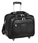 A true business professional. Understanding the needs of the frequent flyer, this rolling laptop case features a removable briefcase for getting on with life once you land. More than just luggage, this case offers ample organizational features and multiple compartments ideal for both trips overnight and trips to the office.