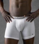 Classic 2-pack of essential solid boxer briefs in refined knit cotton jersey from Polo Ralph Lauren.