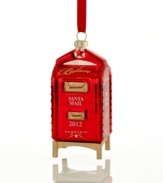 With a shiny red finish and gold trim, the Yes, Virginia mailbox ornament will inspire kids of all ages to send Santa their letters and believe in the magic of Christmas.