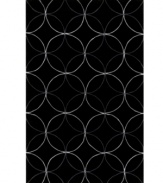 Interlocking circles create a lush geometric pattern that help shape any room on this bold black area rug from Surya. Hand-tufted from poly-acrylic fibers that provide luxurious softness without shedding, this rug adds a striking, easy-maintenance accent to any living space.