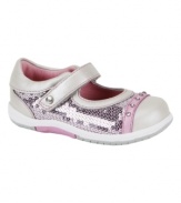 Sweet kicks! She'll be stylish all the way to her toes with these sparkly shoes from Stride Rite made for less falls and more staying on her feet.