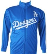 Play on! You'll be ready for any extra-innings in this sporty Los Angeles Dodgers MLB track jacket from Majestic.