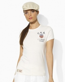 Drawing inspiration from vintage styles, this short-sleeved tee in smooth cotton jersey with faded graphics and timeworn embroidery celebrates Team USA's participation in the 2012 Olympics.
