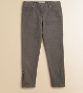 A preppy polka-dot print and zipper details put a playful twist on a classic pair of jeans.Front buttonWaistband with belt loopsZip flyFive-pocket styleZip cuffsCottonMachine washImported