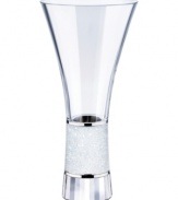 In fine Swarovski crystal, the Crystalline vase radiates pure and brilliant luxury with a fully faceted base and wide band of shimmering chatons. A vision of elegance with our without flowers, this mesmerizing vessel provides a lifetime of sparkle.