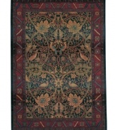 Traditional motifs get a modern overhaul on this sumptuously styled Sphinx area rug. Daring hues paint a chic, swirling pattern complete with vines, blossoms and birds. Made from soft polypropylene for superb durability.