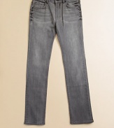 Light-grey, slim-fit jeans featuring just the right amount of stretch to give him the best fit ever.Button closureZip flyWhiskeringFive-pocket styleBelt loopsMetal rivet details 98% cotton/2% spandexMachine washImported