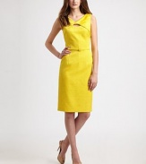 Chic and impeccably tailored, featuring an intriguing twist front and a slender self belt.Twist-front neckline with cutout detailSleevelessPrincess seamsSelf belt with covered buckleConcealed back zipAbout 26 from natural waist54% polyester/46% rayonDry cleanMade in USA of imported fabricModel shown is 5'10 (177cm) wearing US size 4.OUR FIT MODEL RECOMMENDS ordering true size. 