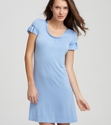 The ruffle trim on the neck and sleeves makes this simple satin sleepshirt simply chic.