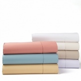 In a rainbow of cool, contemporary colors to suit any decor, this 500-thread count Sky full sheet set is an ultra-soft essential. Set includes: flat sheet, fitted sheet, and two standard cases. Twin sets have one pillowcase. King sets have King cases.