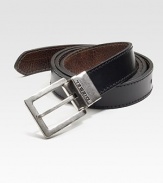 The perfect combination of sleek and textured leather with sophisticated stitch detail and smooth metal buckle.LeatherAbout 2½ wideImported