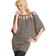 Triangular cutouts and a slouchy-chic fit make Jessica Simpson's metallic-flecked sweater tunic totally sparkle.