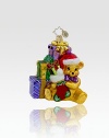 An artisan-crafted Christmas collectible in mouthblown glass, individually handpainted and glitter-dusted with one-of-a-kind charm you'll cherish forever. Tempered glass resists breakage 4 long Imported 