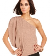 Allover sparkles add shine to this GUESS one-shoulder top that's perfect for soiree style!