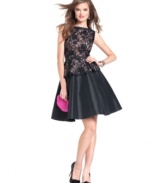 Get the fashion-forward look of lace and peplum in one with this stunning new dress from Jessica Howard.