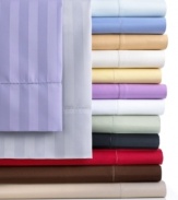 Embedded in luxury, the Damask Stripe extra deep sheet set accommodates growing mattress sizes in eight classic colors with 500-thread count Pima cotton. Hemstitch detailing on pillowcases and flat sheet.